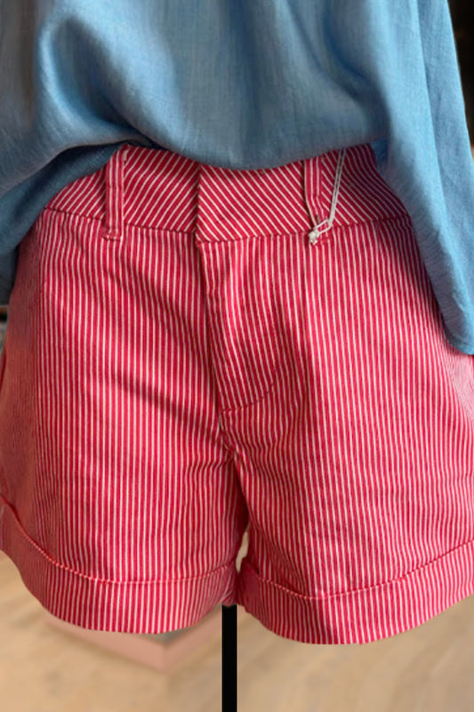 Casual Striped Rolled Shorts