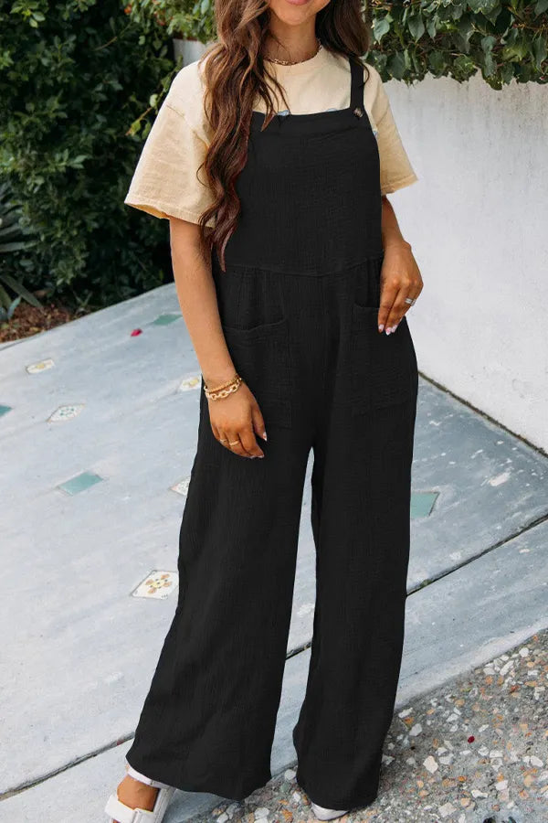 Casual Front Pocket Loose Overalls